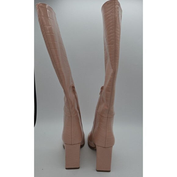 Altar’d State Women’s Croc-Pattern Knee High Heeled Boots Size 6 Pink / Blush - Picture 6 of 9